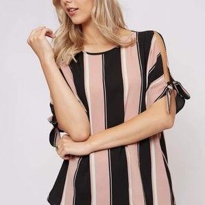 Black blush stripe top
